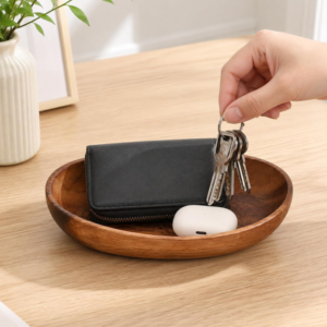 Oval Wooden Key Storage Bowl