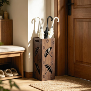 Vintage-Style Wooden Vertical Umbrella Stand