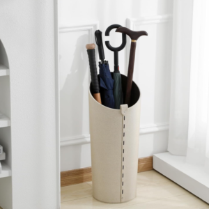 Tall White Anti-Tip Umbrella Holder with Drip Tray