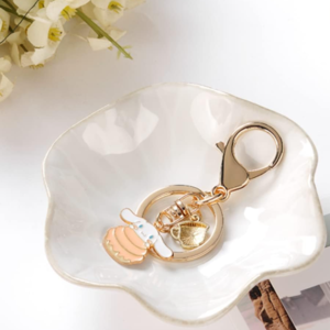 White Lotus-Leaf-Shaped Ceramic Jewelry Tray