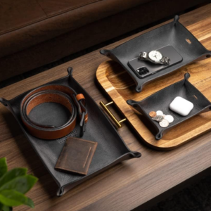 Vintage-Style Leather Key Storage Tray